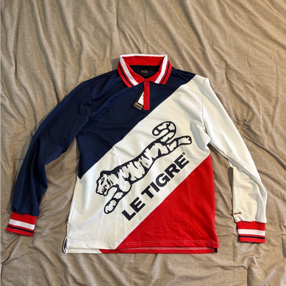 Le Tigre Navy, White, and Red Long Sleeve Polo
